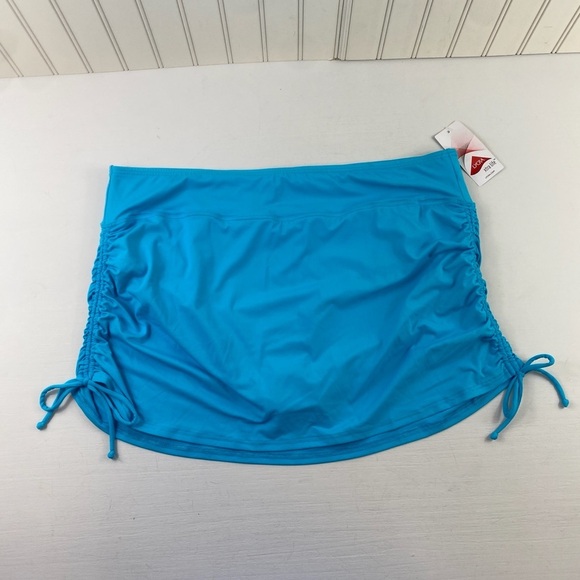 NWT Lands’ End Women’s Bright Blue Ruched Sides Swim Skirt Sz 18 - Picture 2 of 14